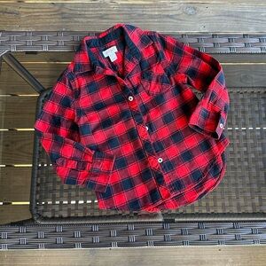 Cat and Jack Red Plaid Kids Shirt Size XS